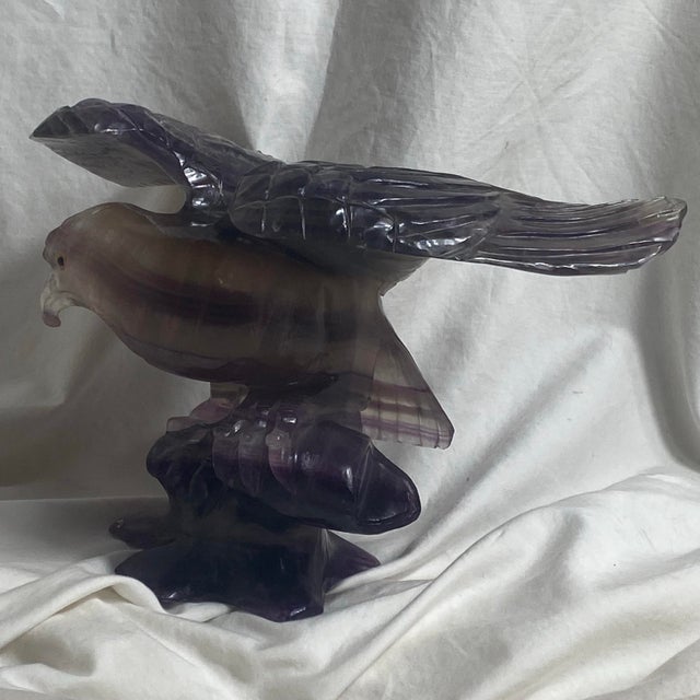 Mid 20th Century Large Hand Carved Amethyst Eagle Bird Sculpture For Sale - Image 11 of 12
