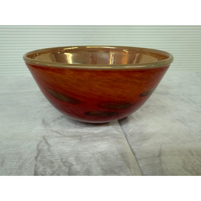 Contemporary Cohn-Stone Studios Amber Hand Blown Glass Bowl For Sale - Image 3 of 12