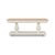 A dramatic transitional pine console, with a natural wooden top above an antiqued white painted base. It features carved...