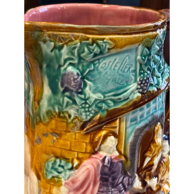 Antique French Majolica Pottery Pitcher For Sale - Image 9 of 10