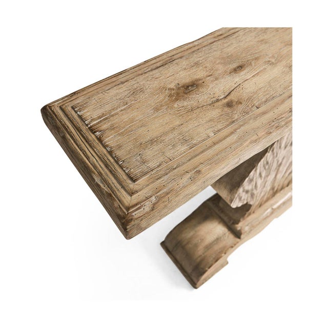 Rustic Pedestal Console Table For Sale - Image 9 of 9