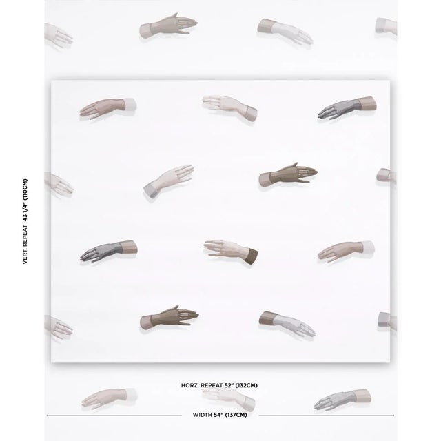 Based on original hand-painted art, Manos wallpaper in neutral by Charlap Hyman & Herrero with Pilar Almon features...