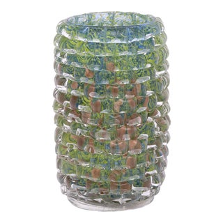 Murano Glass Green and Teal Vase For Sale