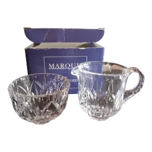 1980s Marquis by Waterford Lead Crystal Saxony Sugar & Creamer Set- 2 Pieces