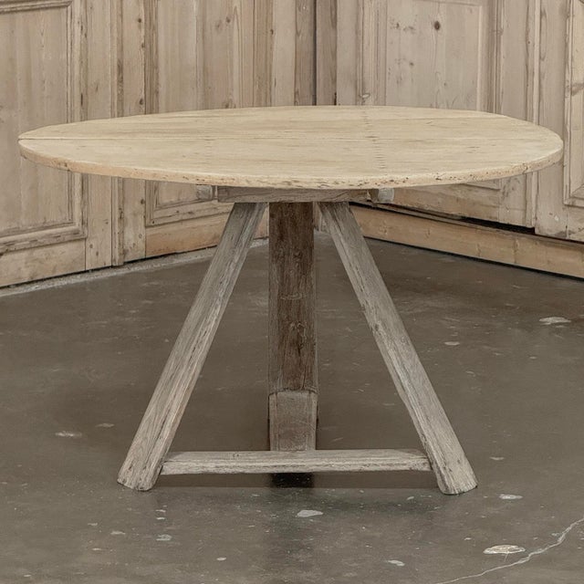 Late 18th Century 18th-Century-Rustic-Dutch-Stripped-Oak-Round-Tilt-Top-Center-Table For Sale - Image 5 of 18