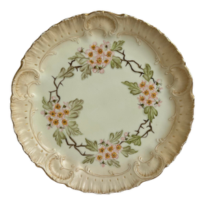 Antique Limoges A. Lanternier & Co Platter Hand Painted Floral Embossed