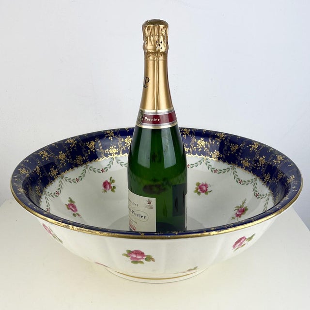 Antique Victorian Large Mintons Wash Basin with Floral Garland Motif from Staffordshire Pottery, 1890s For Sale - Image 6 of 12