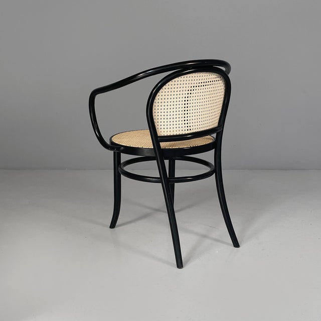 Italian Modern Chairs in Straw and Black Wood, 1970s, Set of 8 For Sale - Image 4 of 18