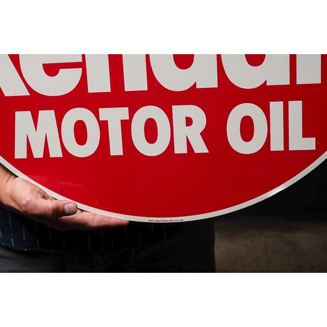 Vintage Kendall Motor Oil Tin Litho Advertising Sign For Sale - Image 4 of 11