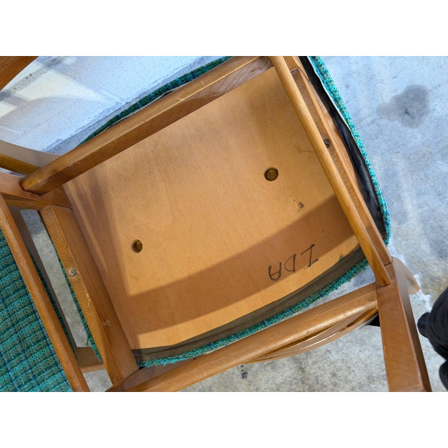 Teak Dining Chairs Set of 4 With Blue Upholstery Danish Mid-Century Modern 1960s For Sale - Image 11 of 11
