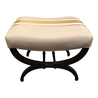 Carved X Bench With Osborne & Little Upholstery For Sale
