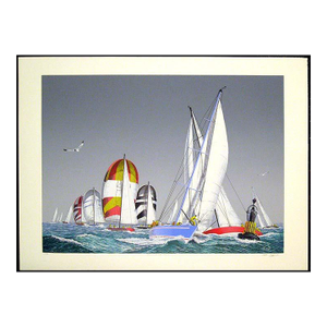 Pete Peterson "Rounding the Mark" Signed Numbered Serigraph Ships Make Offer!