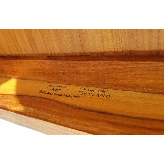 Henredon Style Asian Chinoiserie Solid Wood Dining Accent Desk Armchair For Sale - Image 11 of 12