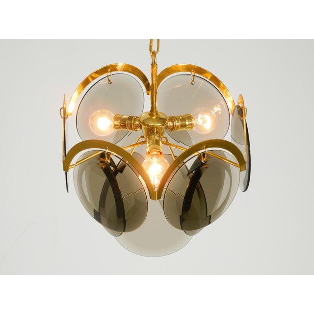 Large Brass Pendant Light with Large Round Glass Plates, 1960s For Sale - Image 10 of 18