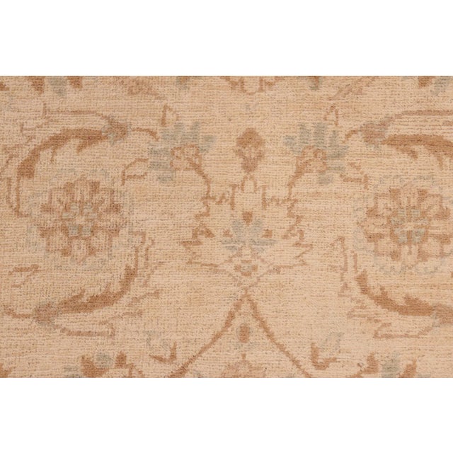 Shabby Chic Ziegler Beige Green Hand-Knotted Wool Rug - 8'0'' X 9'11'' For Sale - Image 4 of 7
