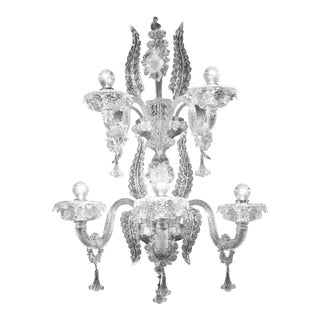 Venetian Imperial Trasparent Murano Glass Floreal Wall Sconce For Sale