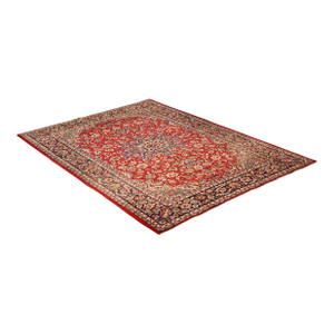 Hand Knotted Persian Style Vintage Wool Area Rug Red Field Floral Medallion