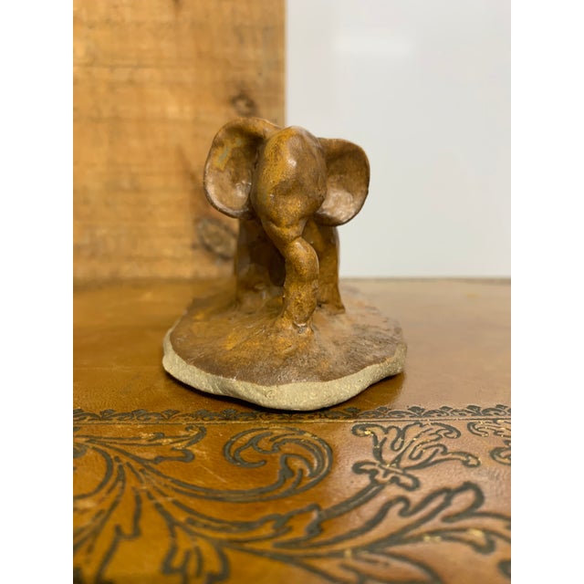 Folk Art Vintage Ceramic Folk Art Elephant Sculpture For Sale - Image 3 of 5