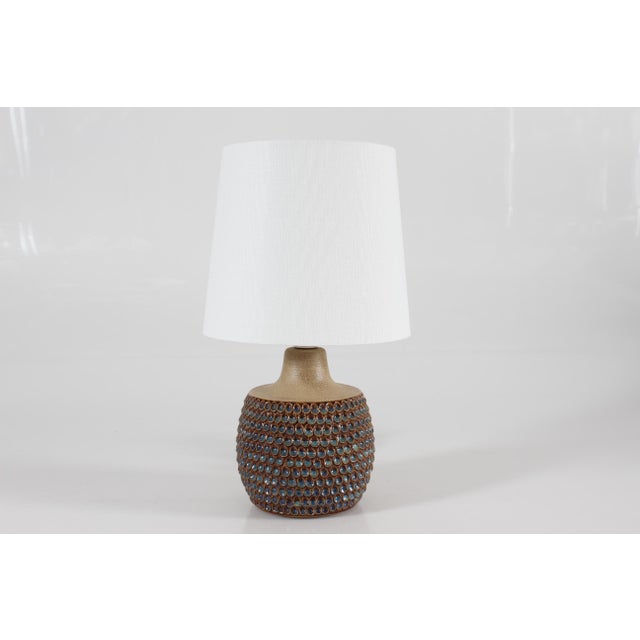 Small stoneware table lamp from the ceramic manufacturer Søholm Stentøj, Denmark, made circa 1960s. It's most likely...