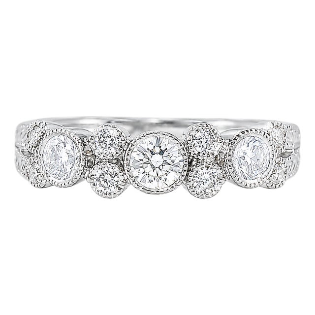 14K White Gold Diamond Wedding Band Ring Estate For Sale