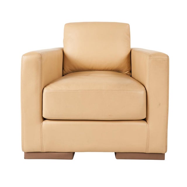 Discovered in France, this pair of extra-deep, super-luxurious leather lounge chairs were made in the 1980s for a Nino...