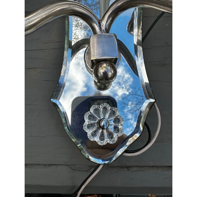 1920s 1920s Set of Three Vintage Silver Plated Mirrored Backs Wall Sconces, Attributed to Caldwell For Sale - Image 5 of 9