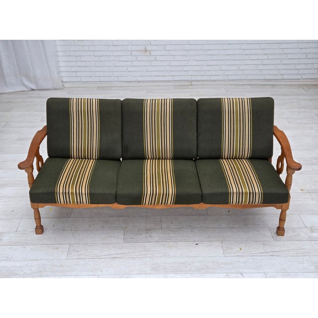 Vintage Danish Three-Seater Sofa in Green Furniture Wool, 1970s For Sale - Image 11 of 18