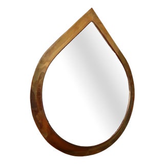 Vintage Brass Mirror in Teardrop Shape, 1970s For Sale