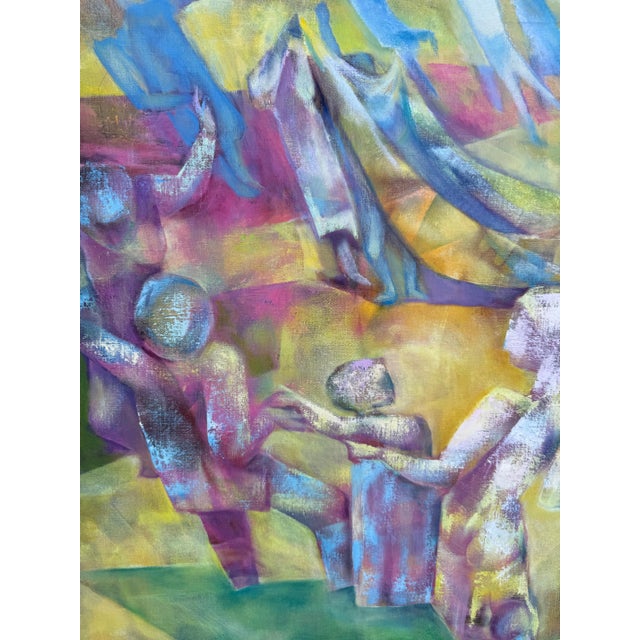 Joseph Wolins, Joseph Wolins WPA Artist Dancing, Torah Modernist Judaica Cubist Oil Painting For Sale - Image 15 of 18