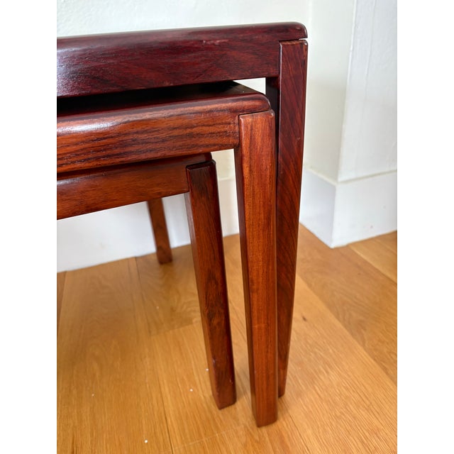 Wood 1960s Danish Rosewood Nesting Tables by Vejle Stole For Sale - Image 7 of 10