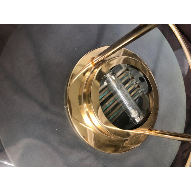 1970s Glass and Brass Saucer Pendant Light For Sale In Fayetteville, AR - Image 6 of 9