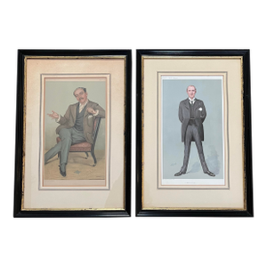Late 19th Century British Society Magazine Vanity Fair Framed Chromolithograph Caricature Portraits