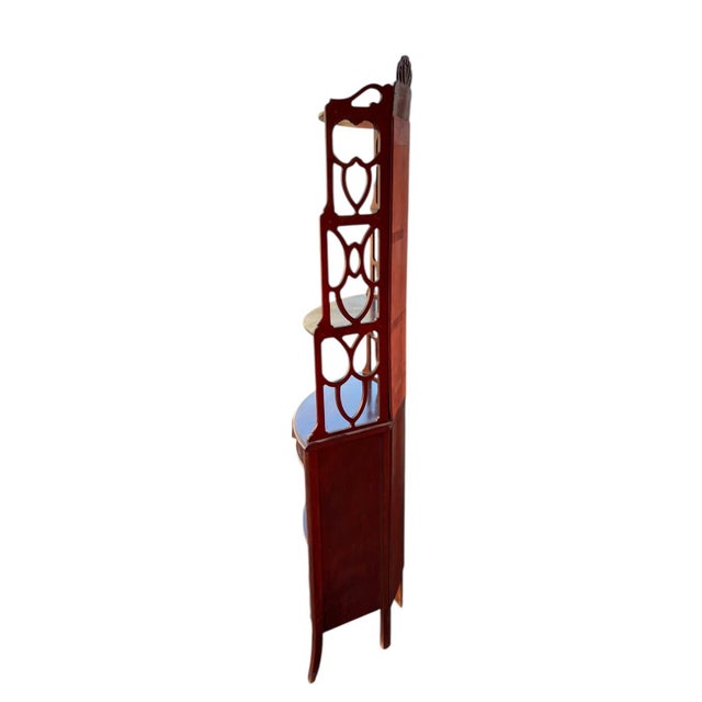 1940s 1940s Vintage Small Corner Display Cabinet in Mahogany With Pretty Cut Outs For Sale - Image 5 of 5