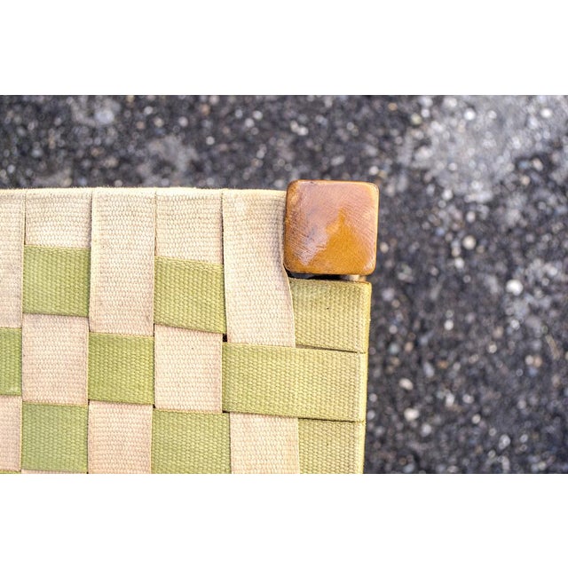 Green Beech Bench with Seat in Woven Fabric, Italy, 1950s For Sale - Image 8 of 10