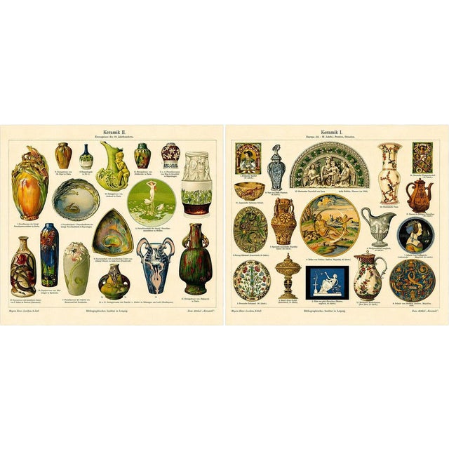 Antique Chromolithographs of Ceramics Through the Ages, 1898, Set of 2 For Sale - Image 13 of 13