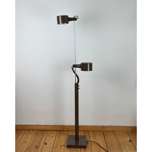 Beautiful example of practical 1970s design: the conelight qc twin spotlight floor lamp pairs clean, architectural lines...