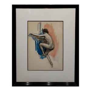 Henri Baptiste Lebasque- Study of a Nude Female Climbing - Painting