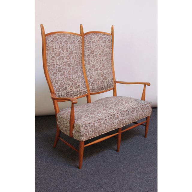 Mid-Century High-Back Birch Settee by Maxwell Royal For Sale - Image 13 of 13