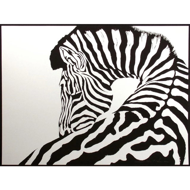 C. Vansen "Zebra" Signed Numbered Wild Animals Africa B&W Serigraph 1978 Unframed For Sale