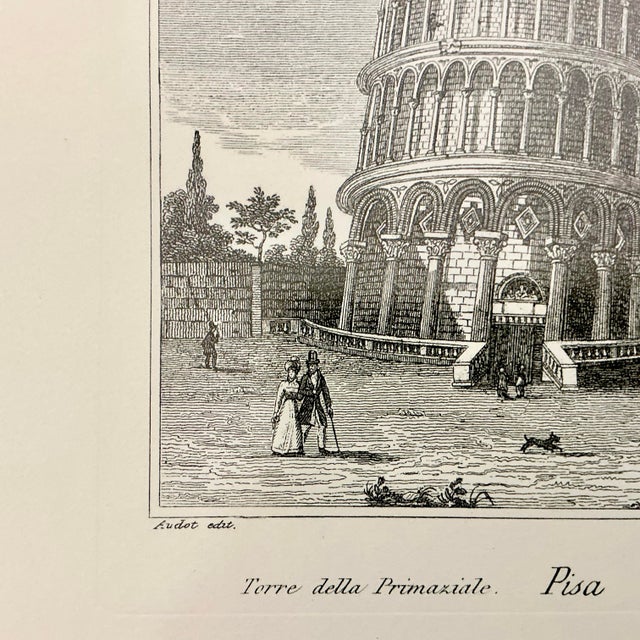 Vintage Architectural Print Engraving of the Leaning Tower of Pisa, Italy, Artist Signed in Plate For Sale - Image 6 of 14