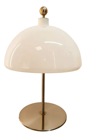 Satin Steel Lamp with White Dome