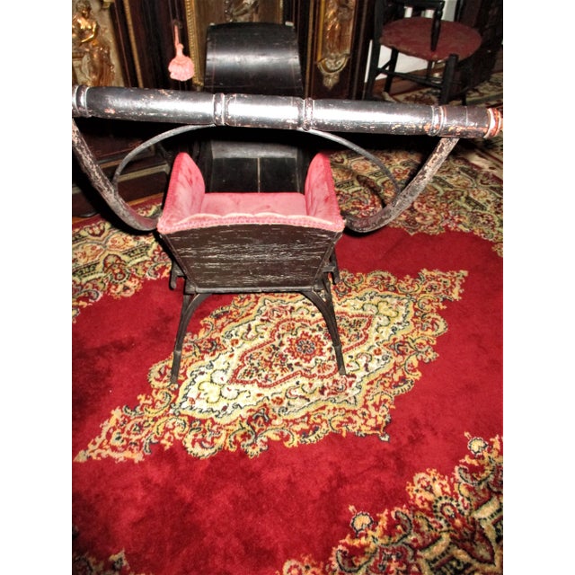 Wood Antique Early American Wooden Childs Push Sleigh with Brass Eagle Ornaments For Sale - Image 7 of 12