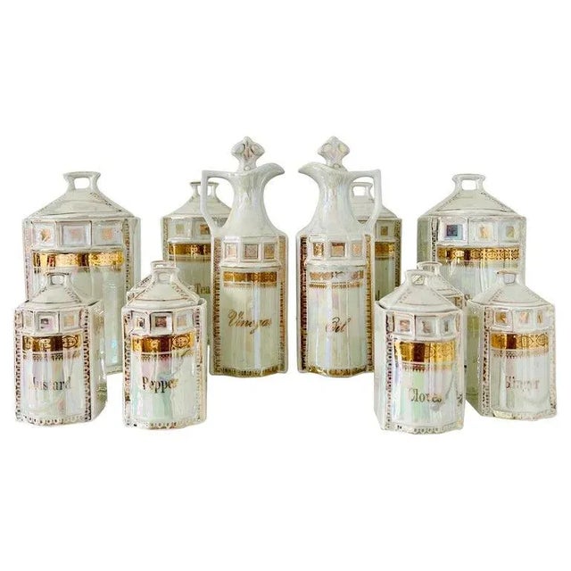 Antique Porcelain Canister Storage Jars and Spice Set / 13, Germany C. 1900 For Sale - Image 13 of 13