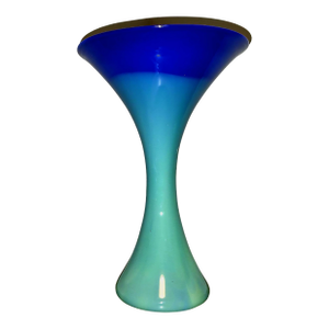Signed, Hand Blown, Large, Multicolor, Glass Vase.