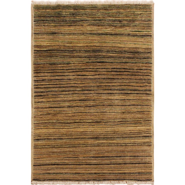 Modern Gabbeh Beige/Green Wool Rug - 2'9'' X 4'10'' For Sale - Image 10 of 10