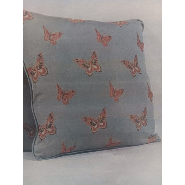 Contemporary Butterfly Embroidery Down Filled Pillow For Sale - Image 3 of 3