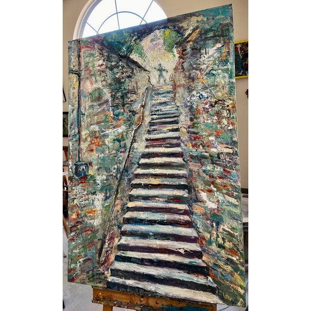 2020s "The Stairway", Abstract Oil Painting, by Van Ness For Sale - Image 5 of 8