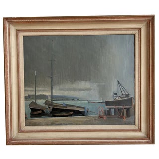 Eugène Louis Martin, Quai Gustav, Ador, la Neptune à Genève, 1946, Oil on Canvas, Framed For Sale