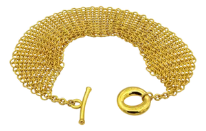Tiffany & Co. Elsa Peretti Vintage 18k Yellow Gold Mesh Toggle Bracelet 8.5"