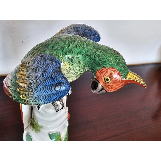 Antique Paris Porcelain Bourdois and Bloch Colorful Parrot Figurine For Sale - Image 10 of 12